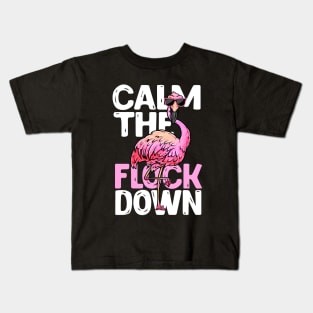 Calm The Flock Down - Beach Flamingo Kids T-Shirt